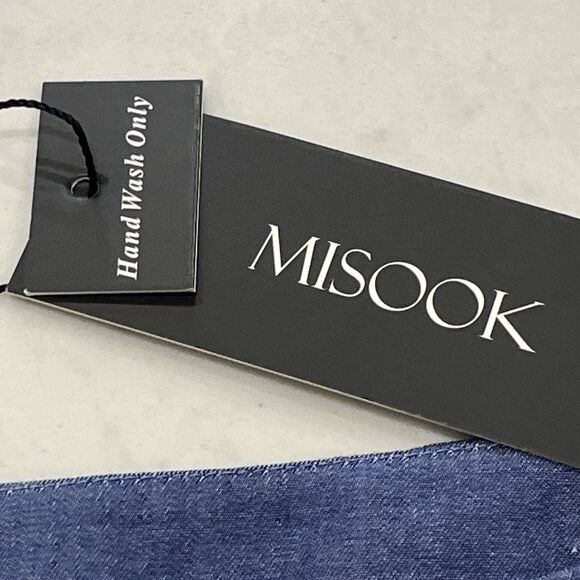 Misook NEW Zip Fly Wide Leg Pants Womens Medium x33" Blue Cotton Pockets Pleated - Picture 12 of 14